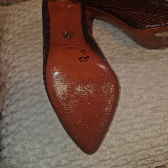 Vince Camuto Brown Snakeskin-Effect Pointed Ankle Heels - Picture 4 of 4